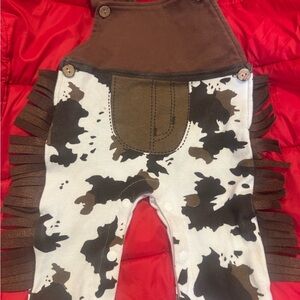 Nyan Cat Cow Print Baby Overalls with Fringe